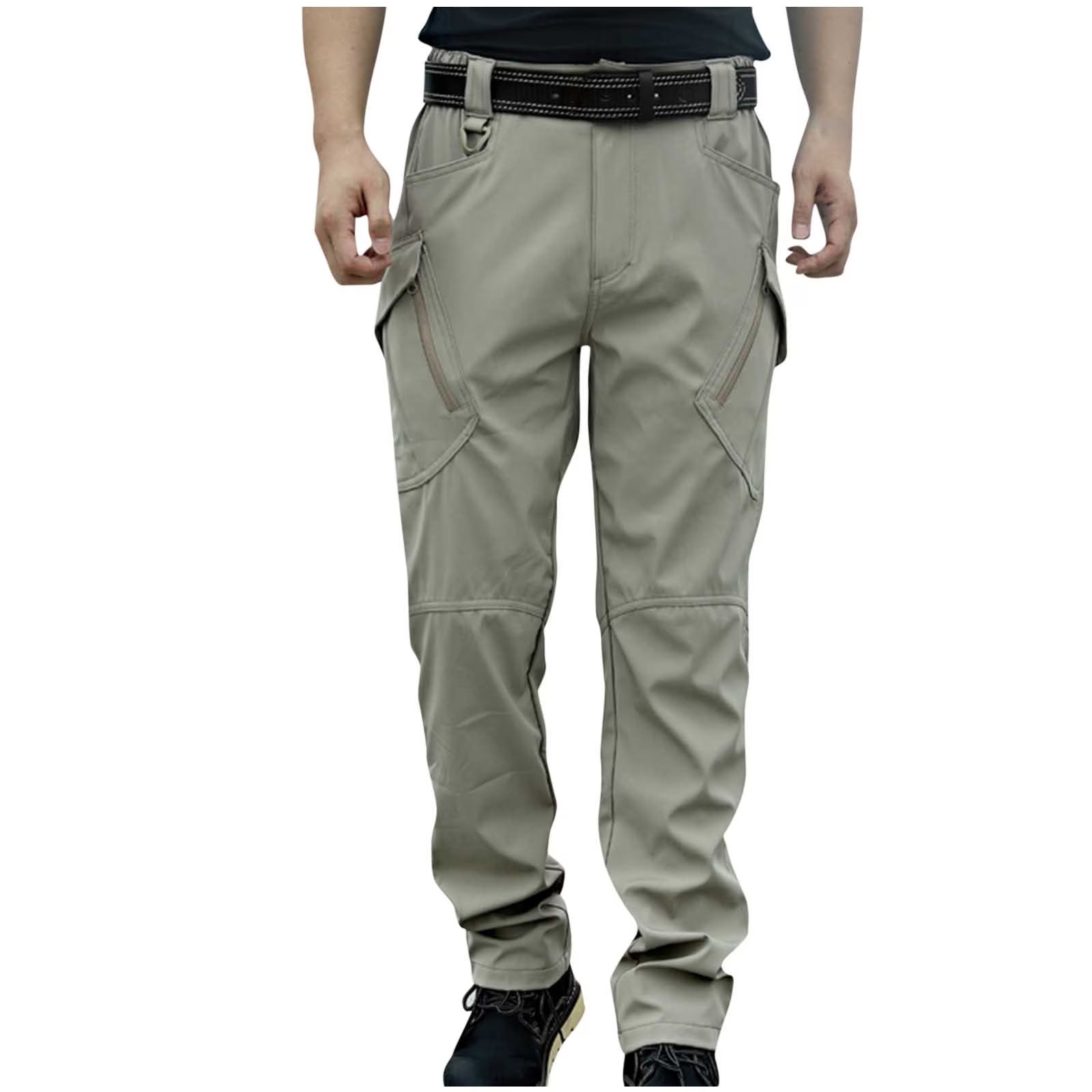 Men'S Pants Cargo Pocket Lace-Up Casual Work Pencil Full Length Pants Size S-3XL