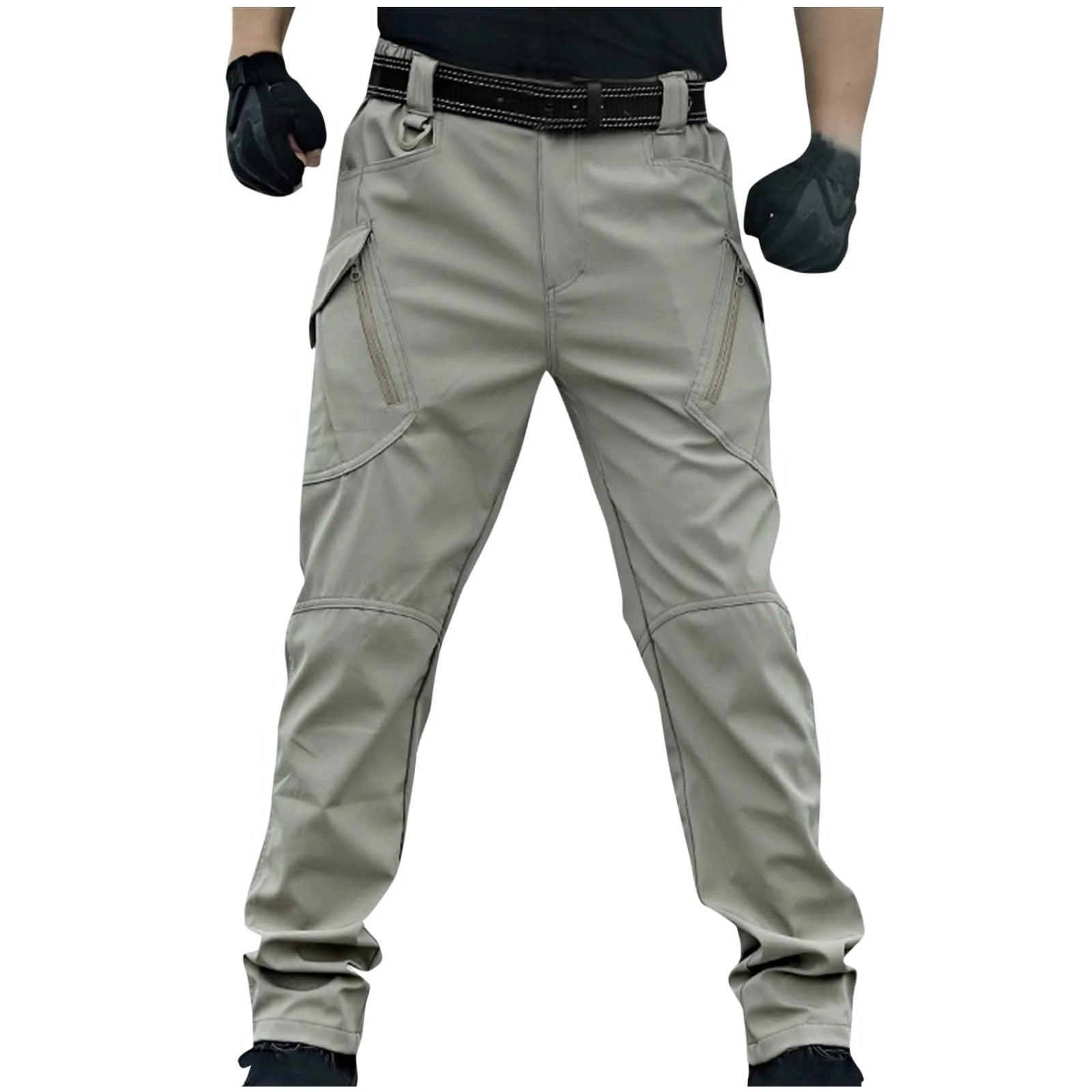 Men'S Pants Cargo Pocket Lace-Up Casual Work Pencil Full Length Pants Size S-3XL