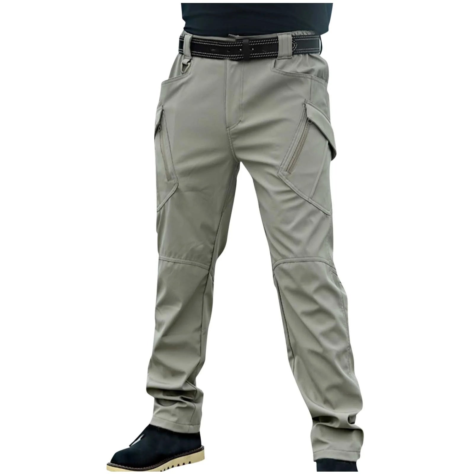 Men'S Pants Cargo Pocket Lace-Up Casual Work Pencil Full Length Pants Size S-3XL